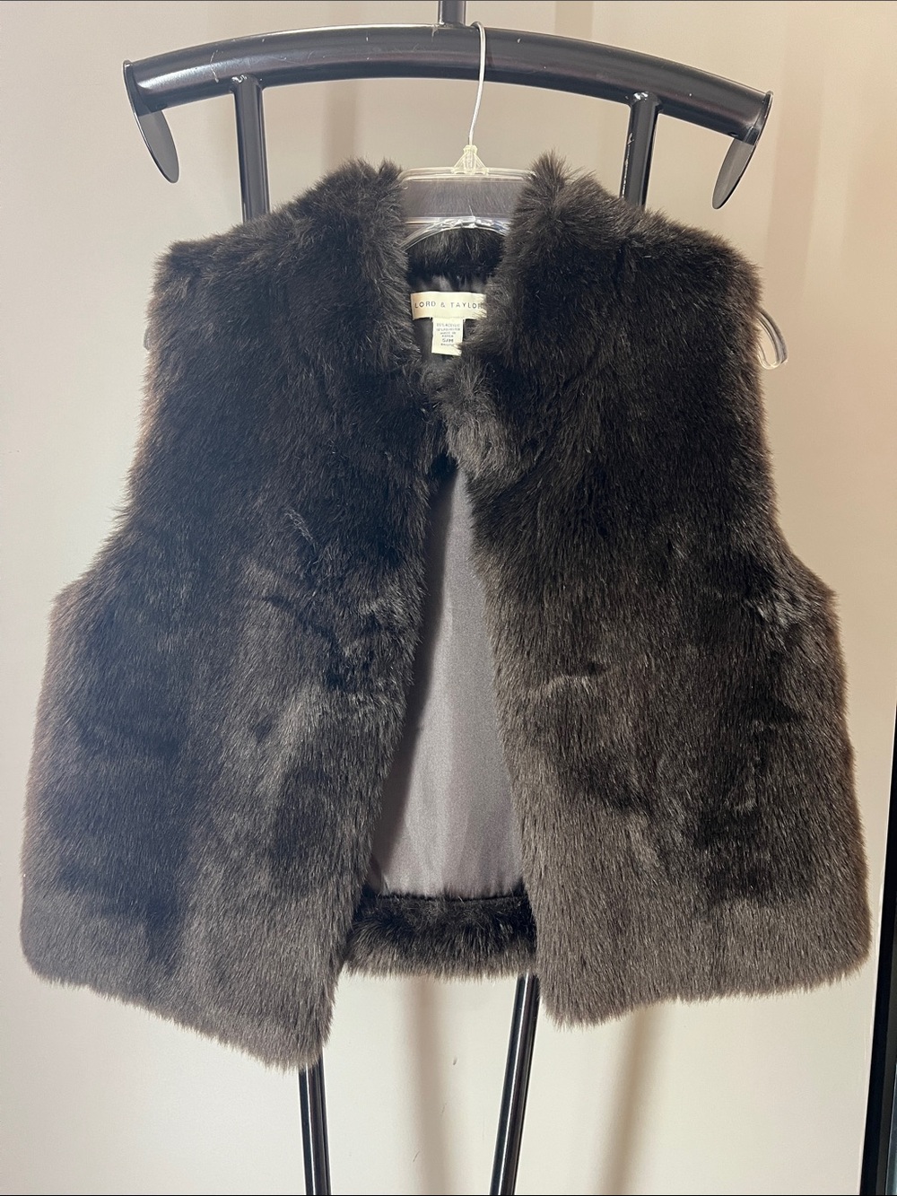 Lord & Taylor Faux Fur Vest in Dark Brown